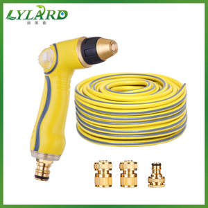 Factory direct sale Yellow PVC Garden Water Hose With Copper Connectors Spray Nozzle