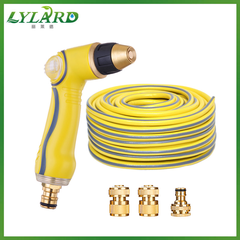 Yellow PVC Garden Water Hose With Copper Connectors Spray Nozzle Buy
